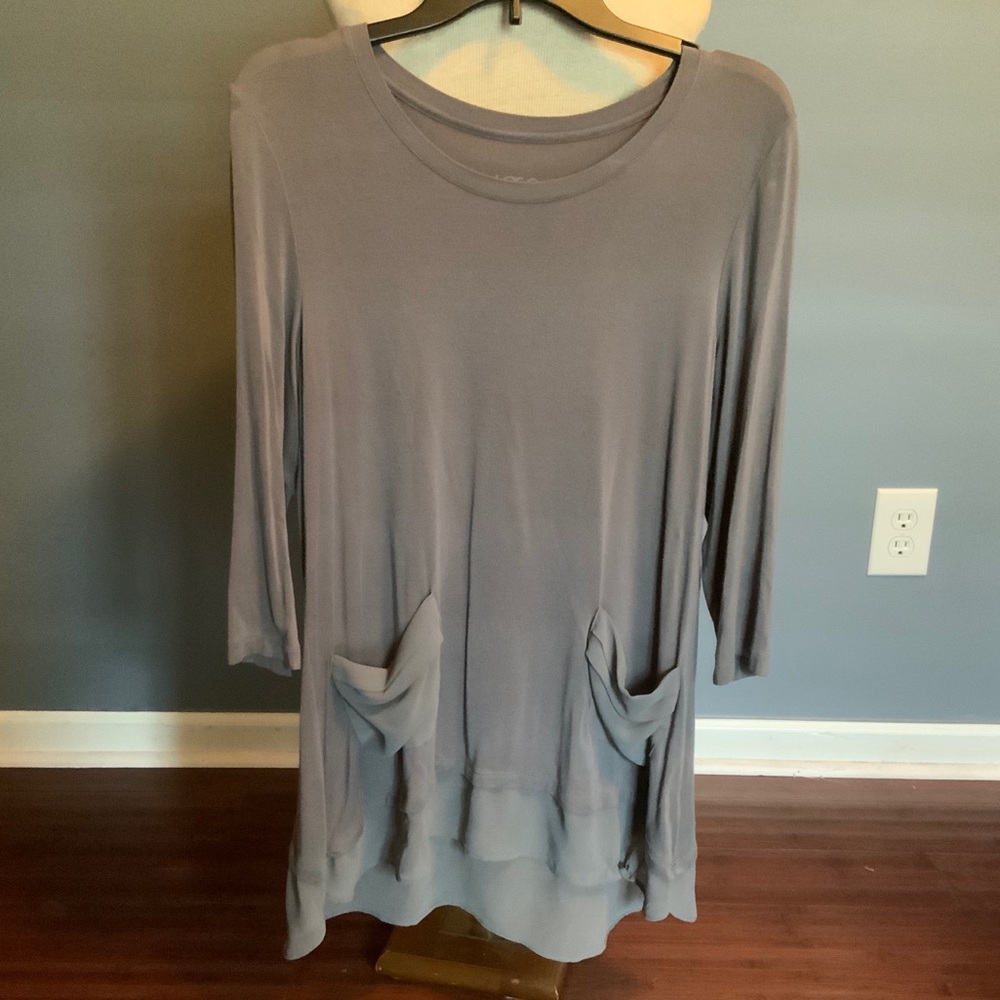 LOGO by Lori Goldstein Grey Long Sleeve Tunic